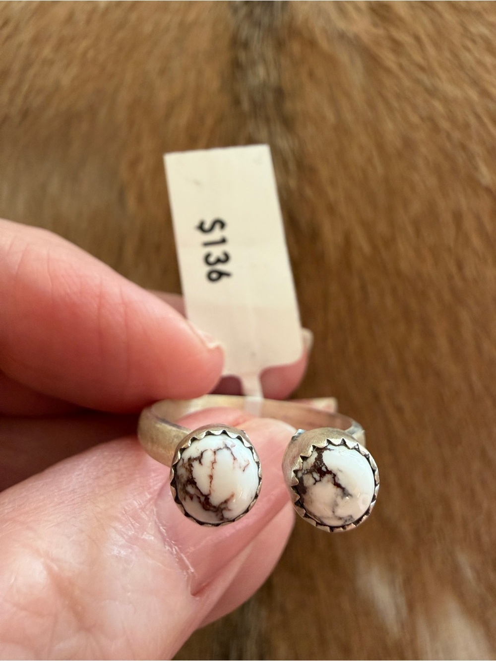 ❤️ Wild Horse Jasper Magnesite Sterling Silver Floater Ring Sz 9.5+ Adj Unisex